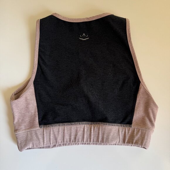 Beyond Yoga High-Neck Sports Bra Cropped Top Size Medium Gray Pink - Picture 3 of 5
